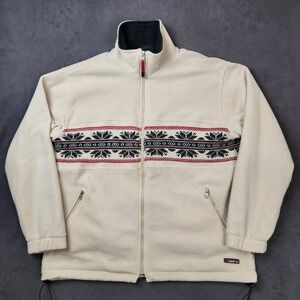 F.LLI Campagnolo Nordic Ski Sweater Mens XL White Snowflake Fair Isle‎ Full Zip